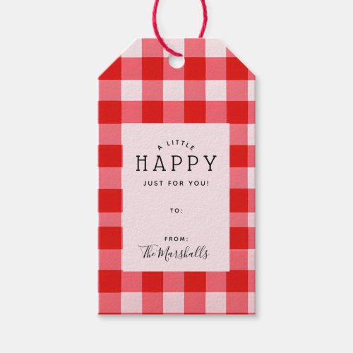 Red Gingham Plaid Pattern Christmas Gift Tags