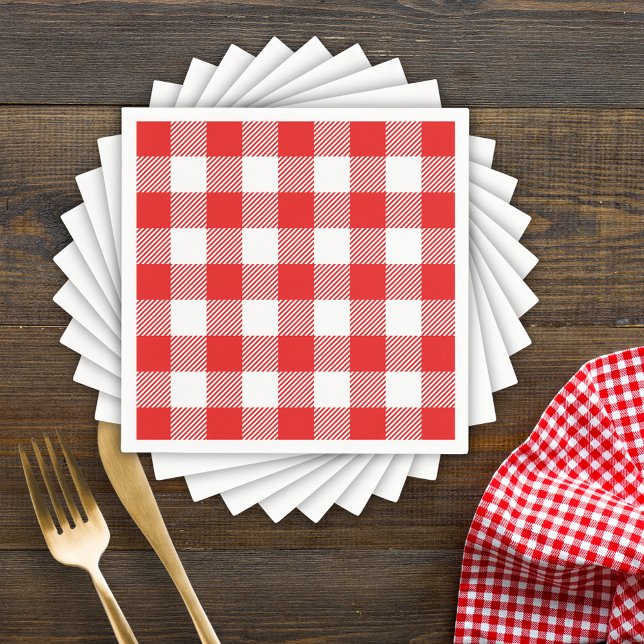 Red Gingham Plaid Pattern Napkins (Creator Uploaded)