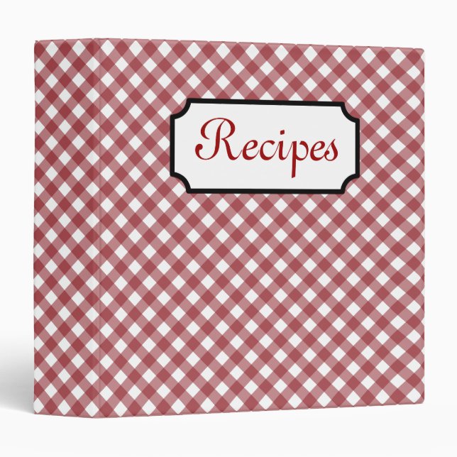 Red Gingham Recipe Binder (Front/Spine)