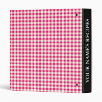 Red gingham pattern personalized recipe book binder