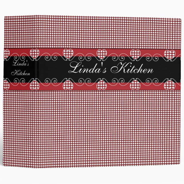 Red Gingham Recipe Book 3 Ring Binder (Front/Spine)