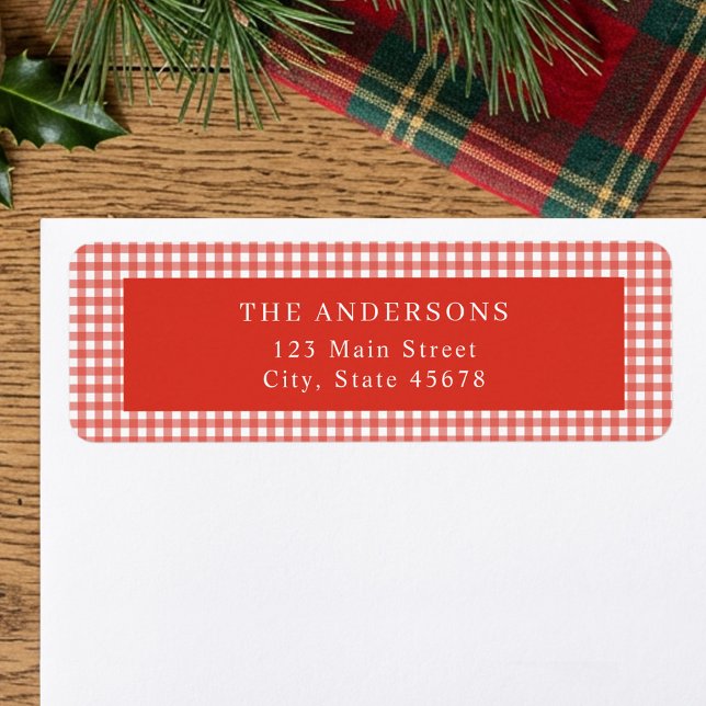 Red Gingham Return Address Label (Creator Uploaded)