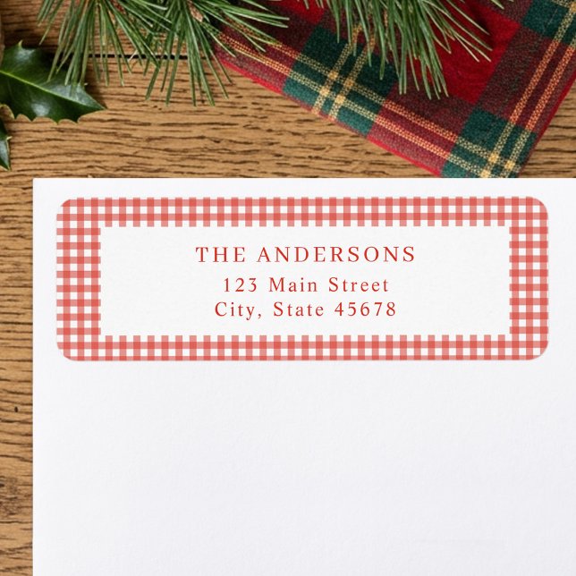 Red Gingham Return Address Label (Creator Uploaded)