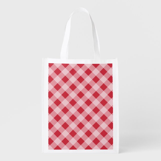 Red Gingham Reusable Grocery Bag (Front)