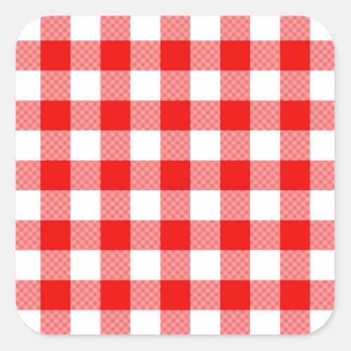 Red Gingham Square Sticker