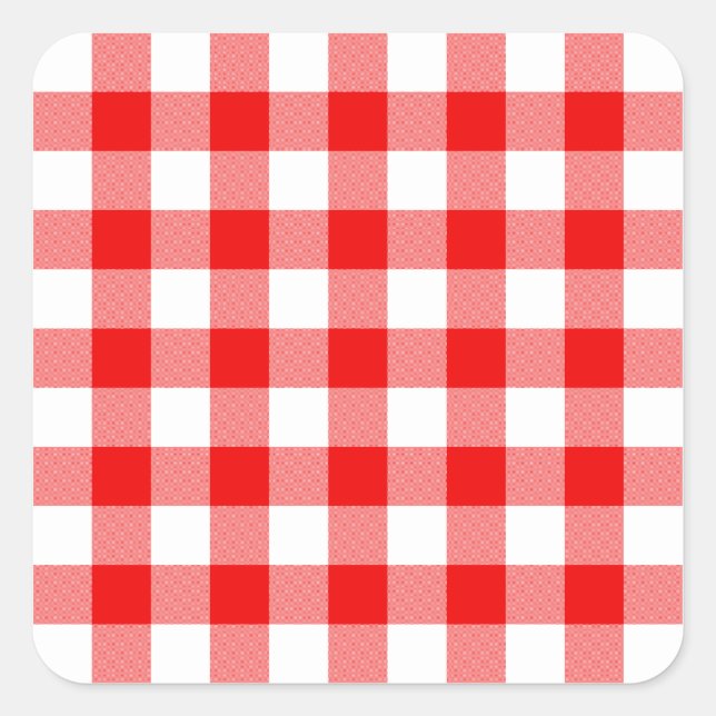 Red Gingham Square Sticker (Front)