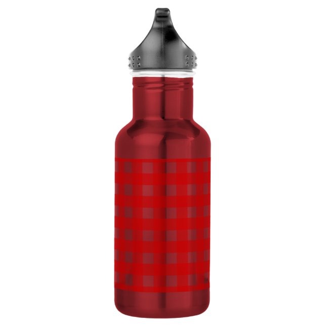 Red gingham stainless steel water bottle (Right)