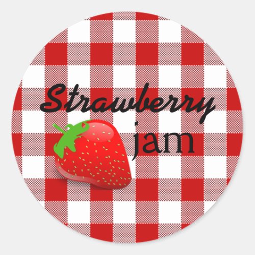 Red Gingham_Strawberry Jam Classic Round Sticker