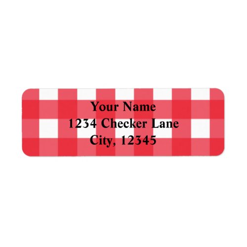 Red Gingham Summer Country BBQ Checker Label