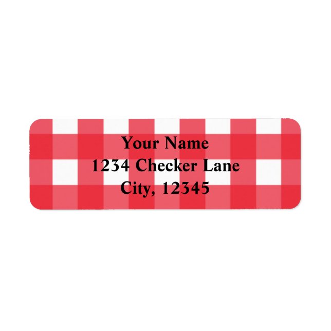 Red Gingham Summer Country BBQ Checker Label (Front)
