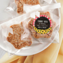 Red Gingham & Sunflowers Baby-Q Shower Thank You Classic Round Sticker