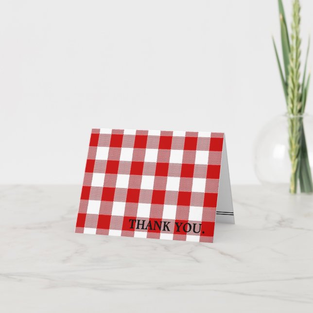 Red Gingham Thank You Card (Front)