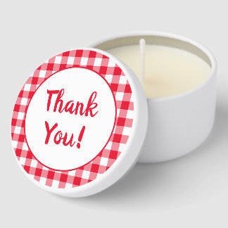 Red Gingham Thank You Mini Candle Favors