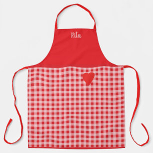Red Gingham trimmed in Red Country Style  Apron