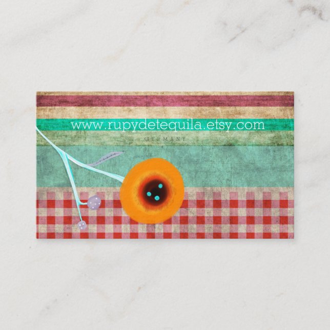 Red Gingham Vintage Business Card (Front)