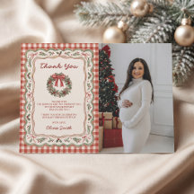 Red Gingham Vintage Christmas Baby Shower