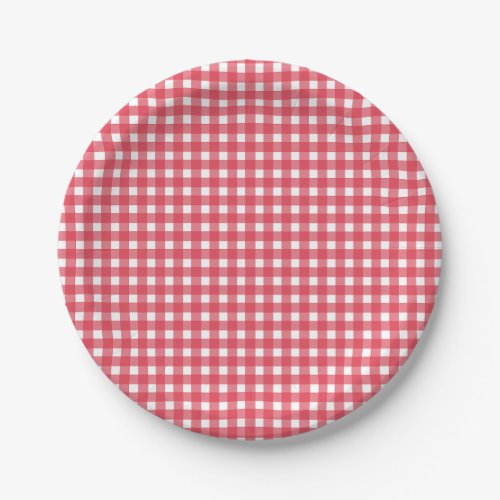 Red Gingham Western Party Paper Plates