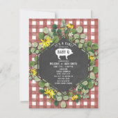 Red Gingham Wildflower Baby Q Baby Shower Invitation (Front)