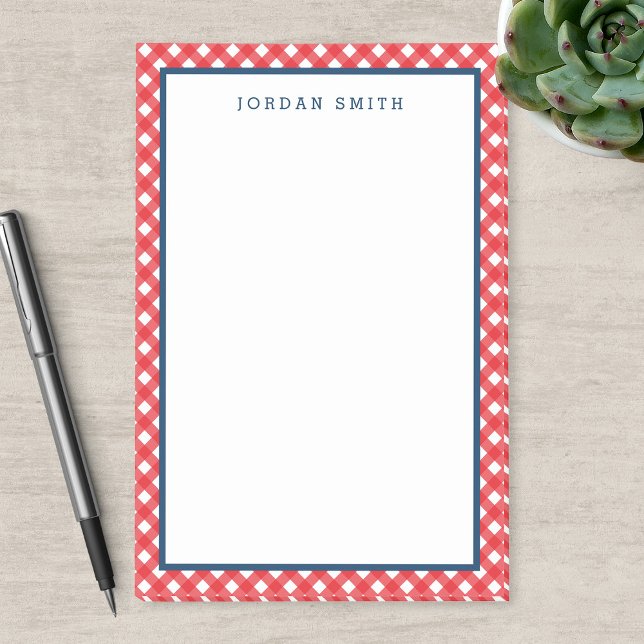 Red Gingham with Blue Border Post-it Notes (Creator Uploaded)