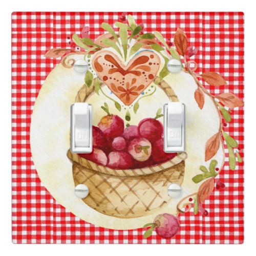 Red Gingham with Harvest Basket Light Switch Cover