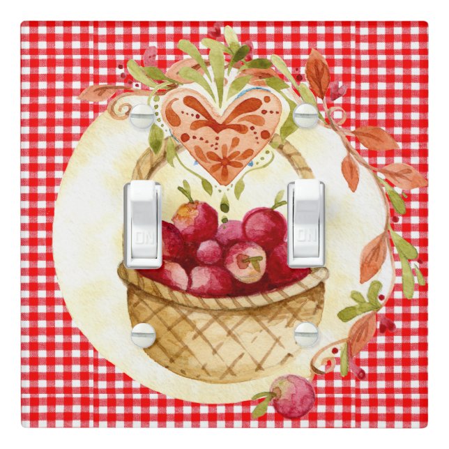 Red Gingham with Harvest Basket Light Switch Cover (In Situ)
