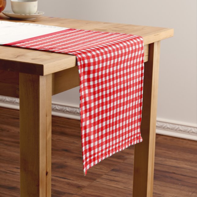 Red Ginghams with Strawberry Center Short Table Runner (In Situ)