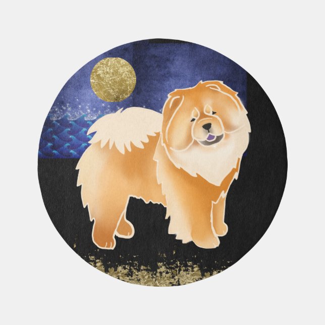 Red Gingko the Chow 5' round Rug (Front)
