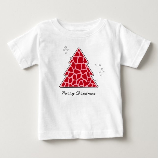Red giraffe Christmas Tree Baby T-Shirt (Front)