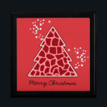 Red giraffe Christmas Tree Gift Box<br><div class="desc">Lovely,  bright,  modern pattern with animal print christmas tree in Red and stars. Cute,  girly,  and trendy Christmas gift. Personalize it with your own text/ message/ name.</div>