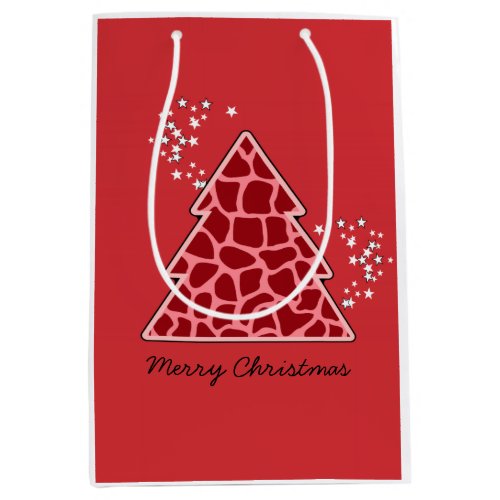 Red giraffe Christmas Tree Medium Gift Bag