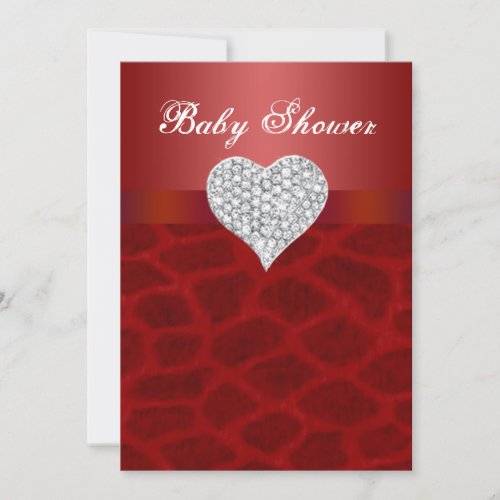 Red Giraffe Diamond Heart Baby Shower Invitation