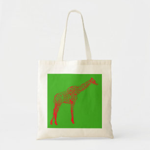 Red Giraffe Stencil Tote Bag