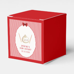 Red Girl Bow Asian Dumpling Baby Shower Favor Boxes