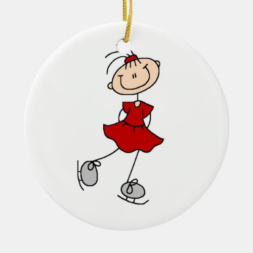 Red Girl Ice Skater T_shirts and Gifts Ceramic Ornament