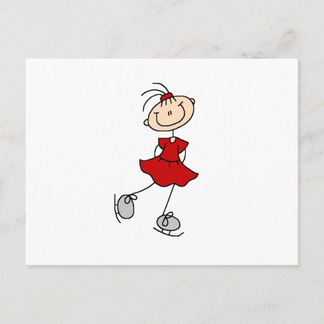 Red Girl Ice Skater T-shirts and Gifts Postcard (Front)