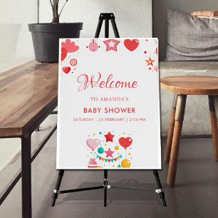 Red Girl Stars Sprinkle Baby Shower Foam Board