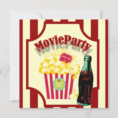 Red Girls Movie Birthday Party Invitation