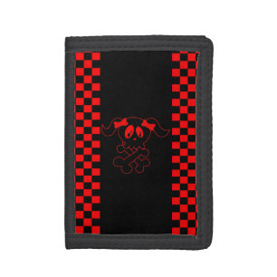 Red Girly Skull Crossbones Wallet