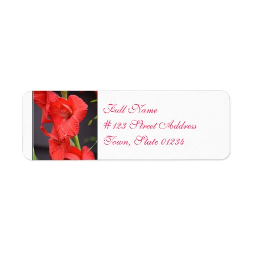 Red Gladiola Flowers Label