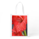 Red Gladiola Flowers Reusable Grocery Bag