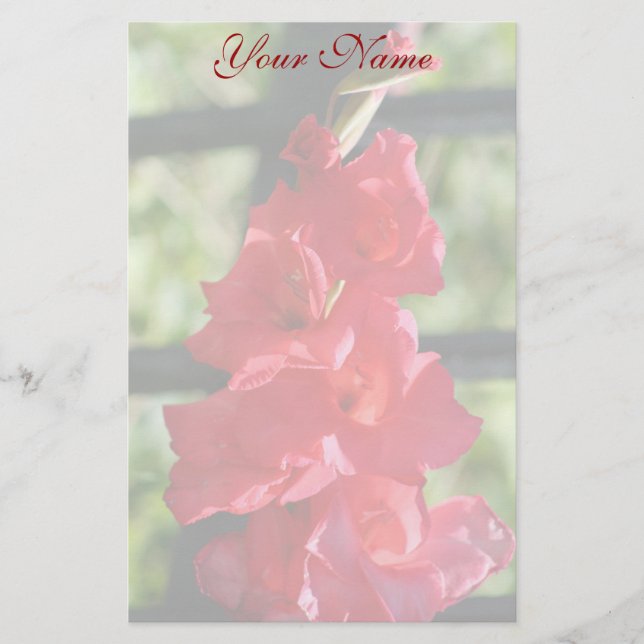 Red Gladiola stationary Stationery (Front)