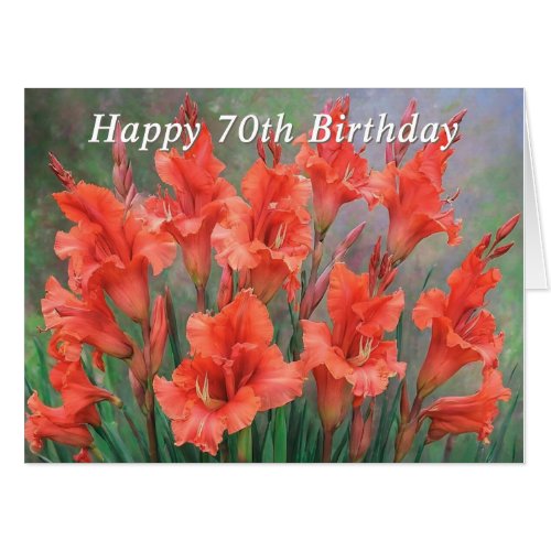 Red Gladioli Flowers Happy 70th Birthday Large
