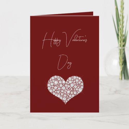 Red Glam Diamonds Hearts Card
