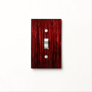 Red Glam Glitzy Tinsel Stripes Light Switch Cover