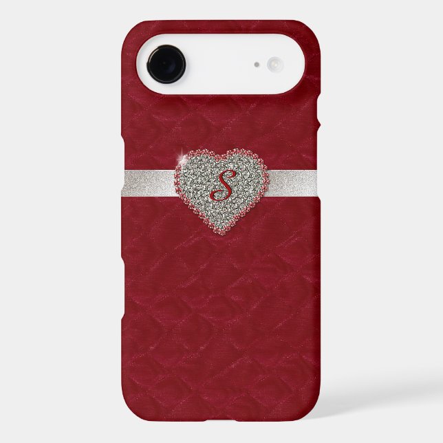 Red Glam Heart Monogram iPhone 6 Plus case (Back)
