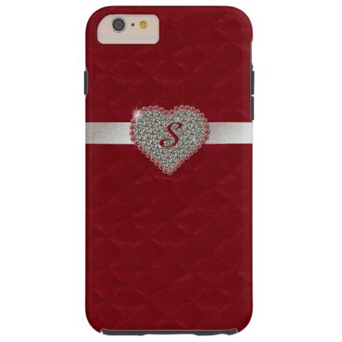 Red Glam Heart Monogram iPhone 6 Plus case