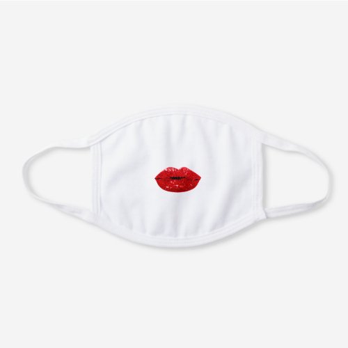 Red Glam Kiss Lips Girly Black Wite Covid_19 White Cotton Face Mask