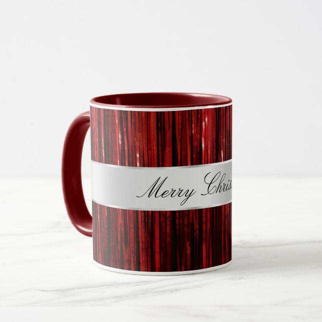 Red Glam Tinsel Stripes Mug (Front Left)