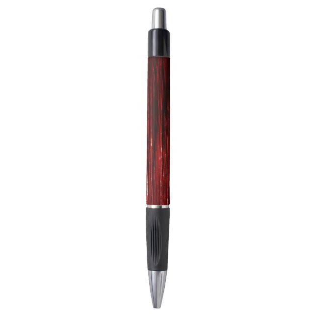 Red Glam Tinsel Stripes Pen (Front Vertical)