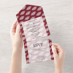 Red Glam White Diamond Lips All In One Invitation